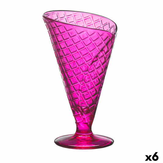 Ice Cream and Milk Shake Glass Gelato Fuchsia Glass 210 ml (6 Units)