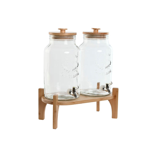 Dispensador de bebidas Home ESPRIT Silicone Bambu Cristal Plástico 5,5 L 37 x 25 x 46 cm