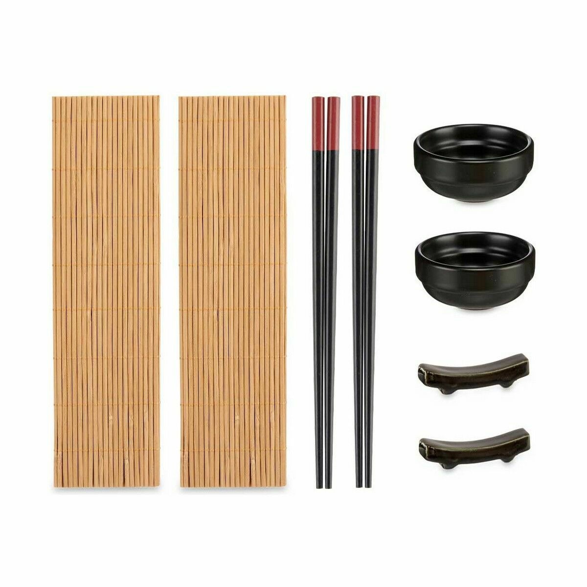 Conjunto de sushi Preto Bambu Grés (8 Peças) (12 Unidades)